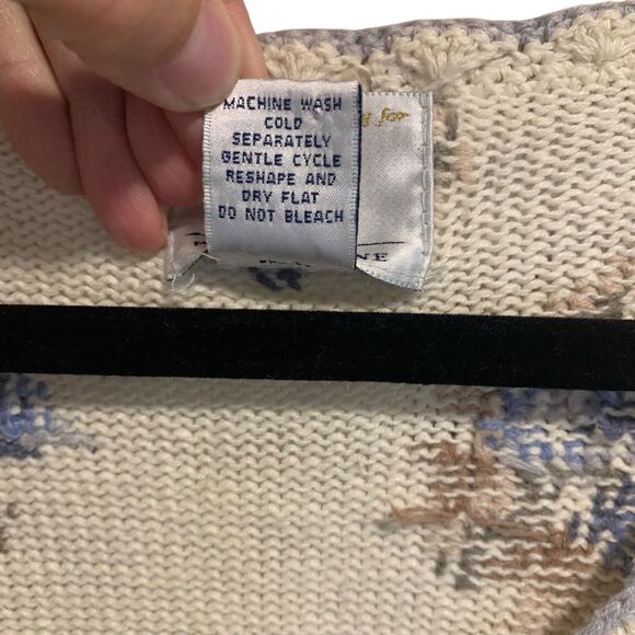 Vintage Weathervane Womens Handknit Crochet Trim Button Up Cardigan M Floral - Picture 6 of 8